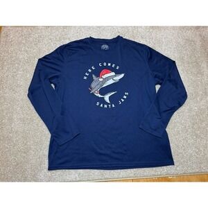 Vapor Apparel Men's XL "Here Comes Santa Jaws" UPF50+ Sun Shark Active Shirt